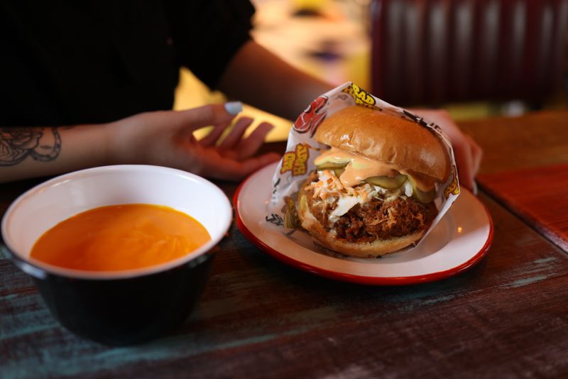 BBQ pulled pork sandwich with coleslaw