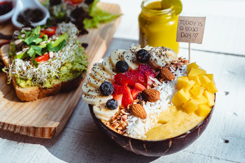 Tropical açaí smoothie with fresh fruit